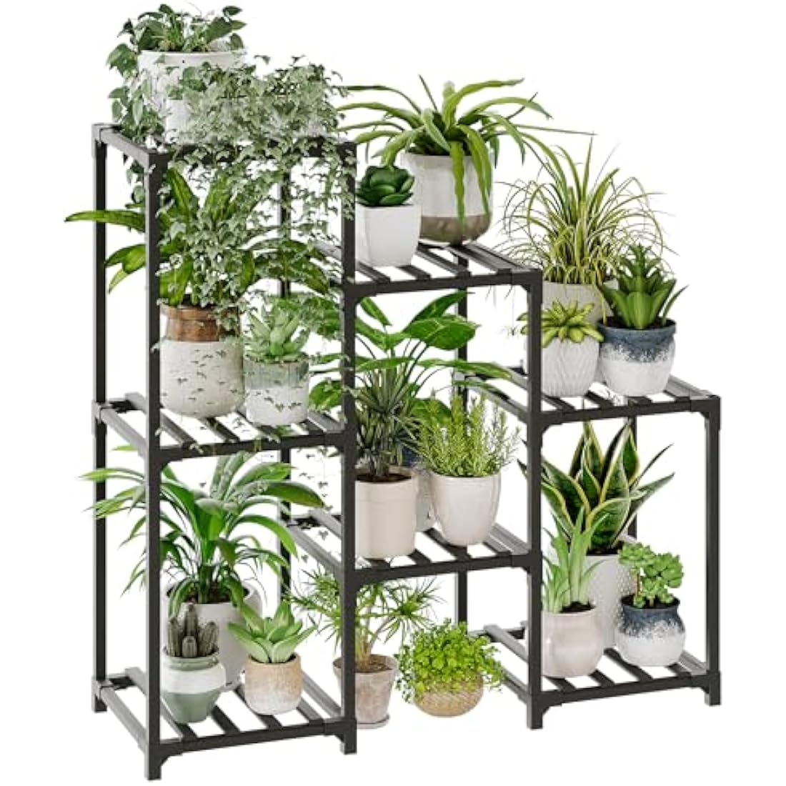 Bamworld Plant Stand Indoor Outdoor Wood Plant Stands for Multiple Plants, Plant Shelf Ladder Table Plant Pot Stand for Living Room, Patio, Balcony, Plant Gardening Gift