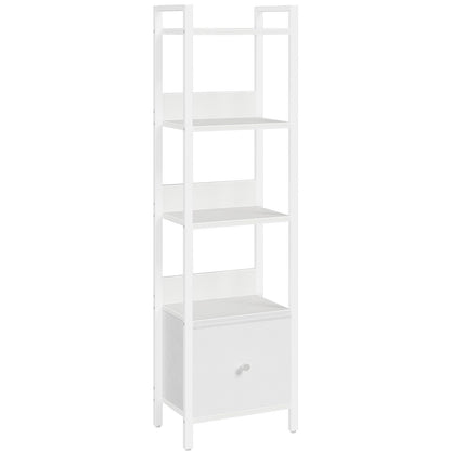 MAHANCRIS Bookshelf, 5-Tier Bookcase with Removable Drawer, Freestanding Book Shelf for Small Space, Storage Shelf Organizer, for Living Room