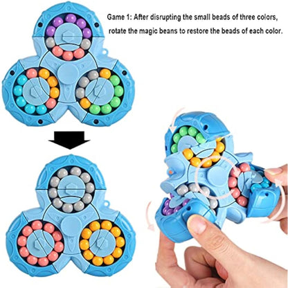 Magic Bean Rotating Cube Toy,Fidget Toy Spinner Ball Sorting Game Puzzle Brain Training Handheld Spinning Decompression Toy,Jigsaw Bean Toy Gifts for Kids,Teens,Adults Rotating Finger Cube Toy