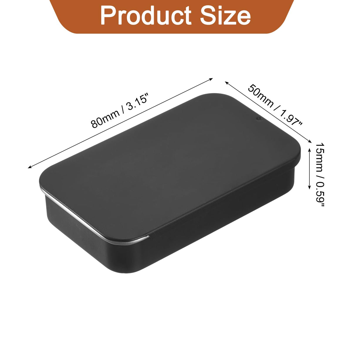 sourcing map 4 Pcs Metal Tin Box Container, 3.1x2x0.6 Inch Slide Top Tin Containers Empty Rectangular Storage Box Portable Mini Tin Case for Candy