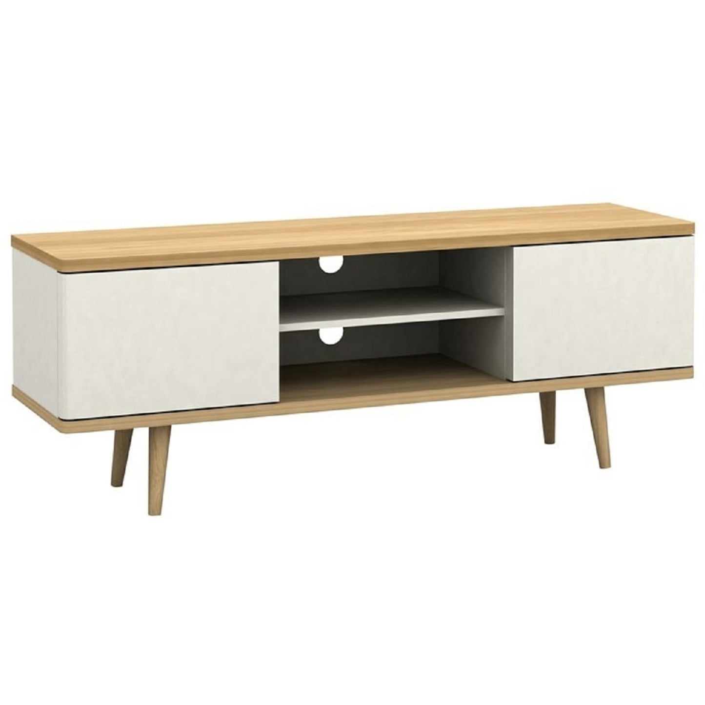 LOFT24 Alandra TV Stand in Oak White, 39x140x52cm (DxWxH)