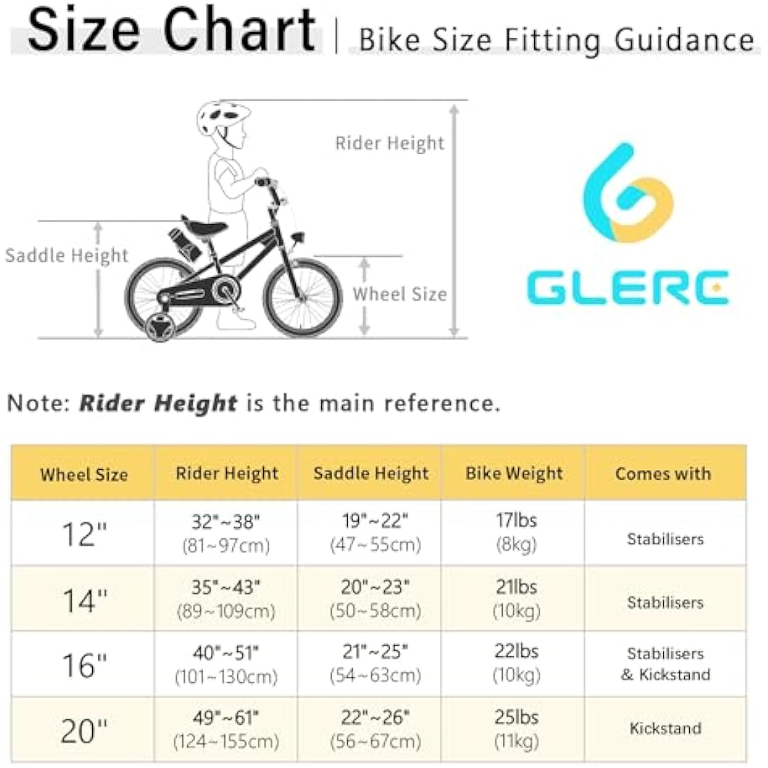 Glerc Fantacy 16 Inch Kids Bike for 2-14 Years Old Boys Girls with Water Bottle Holder & Stabilisers, Multiple Colors