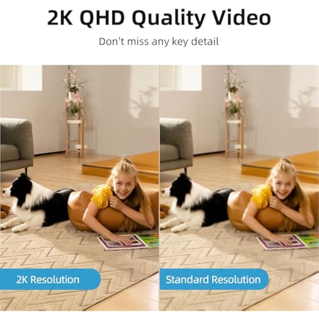 AOSU 2K WiFi Camera Indoor - Nanny Cam for Baby Room & Home, Plug-in, App Control, Pet Dog Monitoring, Motion Tracking, 360°View, 24/7 Recording, One-Touch Call, Two Way Audio