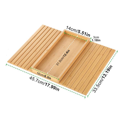 Sofa Arm Tray, Bamboo Foldable Couch Tray with Anti-Slip Fabric Backing, Sofa Side Table for Drinks, Snack, Magazine, and Remotewood