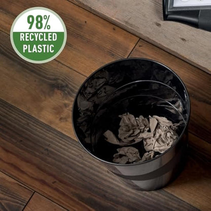 Leitz Waste Paper Bin, 15L Capacity, 100% Recyclable, Blue Angel Certfied, Recycle Range, Black, 53280095