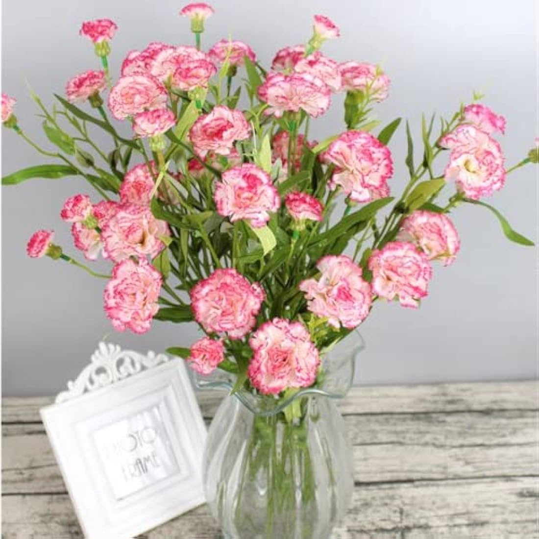 Corkwaw 40 Heads Artificial Carnations,Silk Hydrangea Bouquet Decoration Plastic Plant Suitable for Photo Props Family Party Home Decoration Bridal Wedding Bouquet Decoration (red Edge)