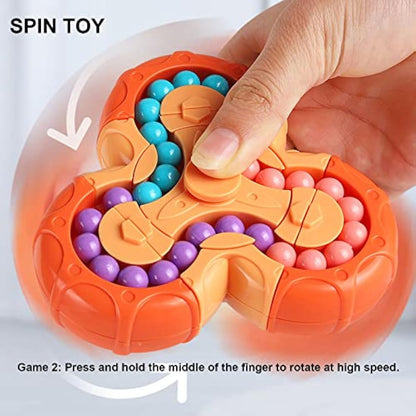 Magic Bean Rotating Cube Toy,Fidget Toy Spinner Ball Sorting Game Puzzle Brain Training Handheld Spinning Decompression Toy,Jigsaw Bean Toy Gifts for Kids,Teens,Adults Rotating Finger Cube Toy
