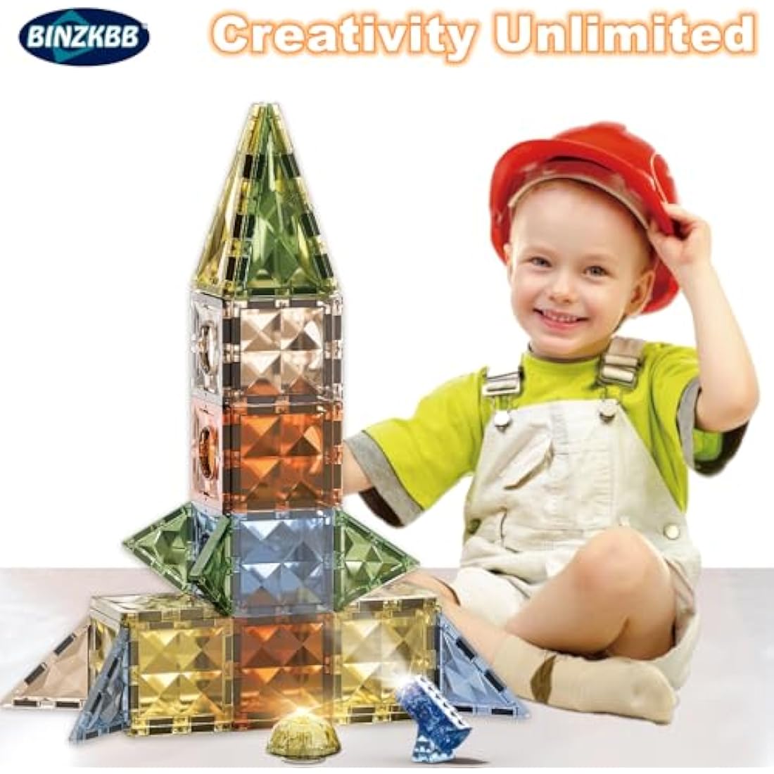 110PCS Magnetic Tiles Toys,Clear 3D Lighted Magnetic Building Blocks Educational Construction Set,Creativity Learning Magnet Dinosaur Toys for Kids Ages 3 4 5 6 7 8+ Year Old Boys Girls Toddlers