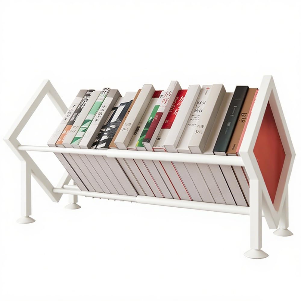 SINBINTA Expandable Bookcase Desktop Bookshelf Book Storage Organizer-White