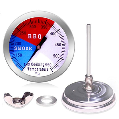 NEWSTART BBQ Thermometer Gauge - Charcoal Grill Pit Smoker Temp Gauge Grill Thermomete, Stainless Steel, 2 Pack