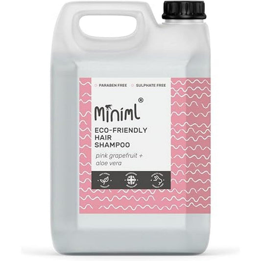 Miniml Natural Eco Hair Shampoo ? 5L Refill Pink Grapefruit & Aloe Vera Men and Womens Sensitive Scalp & Skin Cruelty Free Vegan Friendly Shampoo -