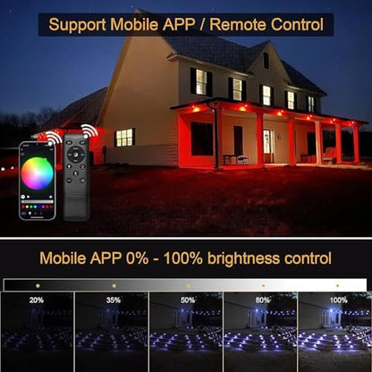 INDARUN RGB Led Decking Lights 0.5W Waterproof IP67 Ø30MM + WiFi Controller - Lighting for Terrace/Patio/Path/Wall/Garden/Decoration, 30 Packs
