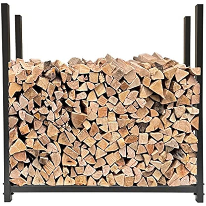 QUICK STAR Metal Firewood Shelving 113 x 25 x 115 cm Garden Firewood Rack Shelter 0.5 m Stacking Aid with Protective Cover Grey