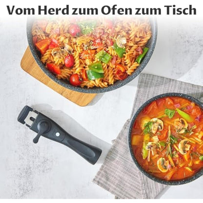 BEZIA Induction Hob Pans Set 13 Pieces, Non Stick Pots and Pans Set with Detachable Handles, Nonstick Kitchen Cookware Sets with Removable Handle, Stackable RV Frying Pans for Campers, Oven Safe