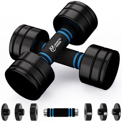 Northdeer Steel Dumbbells Adjustable Black Coated Weight 2.5kg Set(1.5kg/2kg/2.5kg) with Foam Handles for Home Gym Workout - Strength Trainging for