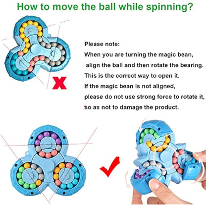 Magic Bean Rotating Cube Toy,Fidget Toy Spinner Ball Sorting Game Puzzle Brain Training Handheld Spinning Decompression Toy,Jigsaw Bean Toy Gifts for Kids,Teens,Adults Rotating Finger Cube Toy