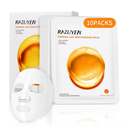 RAZUYEN Firming Face Sheet Masks (10 Sheets) With Hyaluronic Acid And Peptides, Anti Wrinkle, Moisturising & Hydrating face mask, Sheet Face Mask