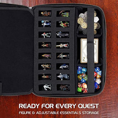 ENHANCE Collector's Edition RPG Organizer Case - DnD Binder with Built-in Character Sheet Holder and Erasable Scribe Panel, Dice Rolling Area, Removable Pen Pouch, Miniature Foam Tray (Dragon Green)