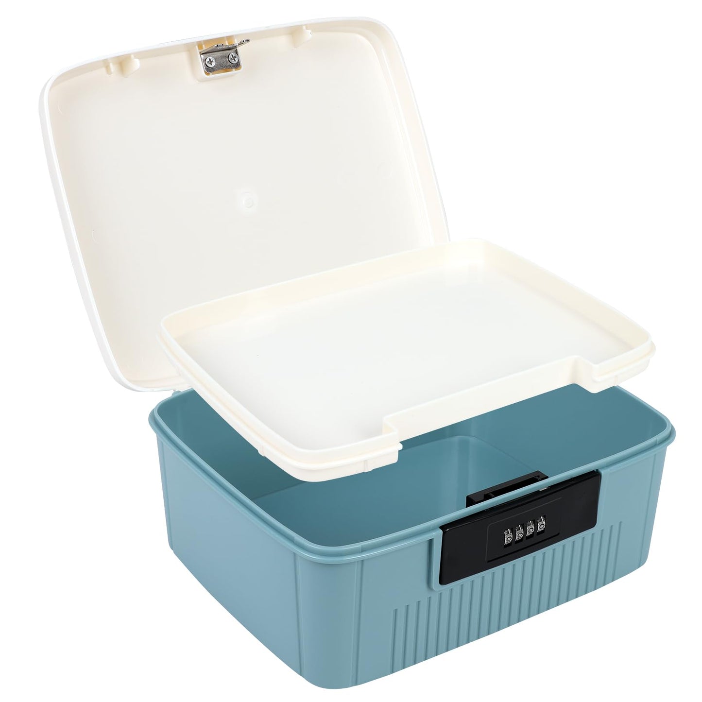 Medicine Storage Box, 25x20x10cm Lockable Medicine Box with 4 Digital Combination Lock and Removable Tray Double Layers Multi Grid Medicine Box