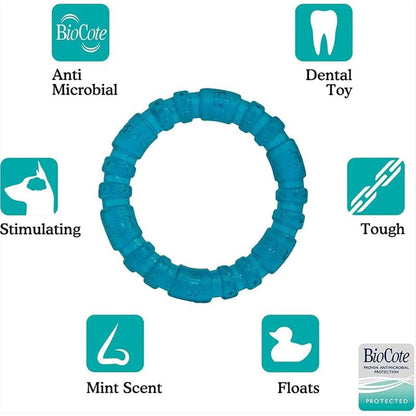 Rosewood BioSafe Puppy Ring - Hygienic Chew Toy for Puppies, Antimicrobial, Soothes Teething, Mint Scented, Promotes Dental Health, Suitable for Small Dog Breeds, Blue