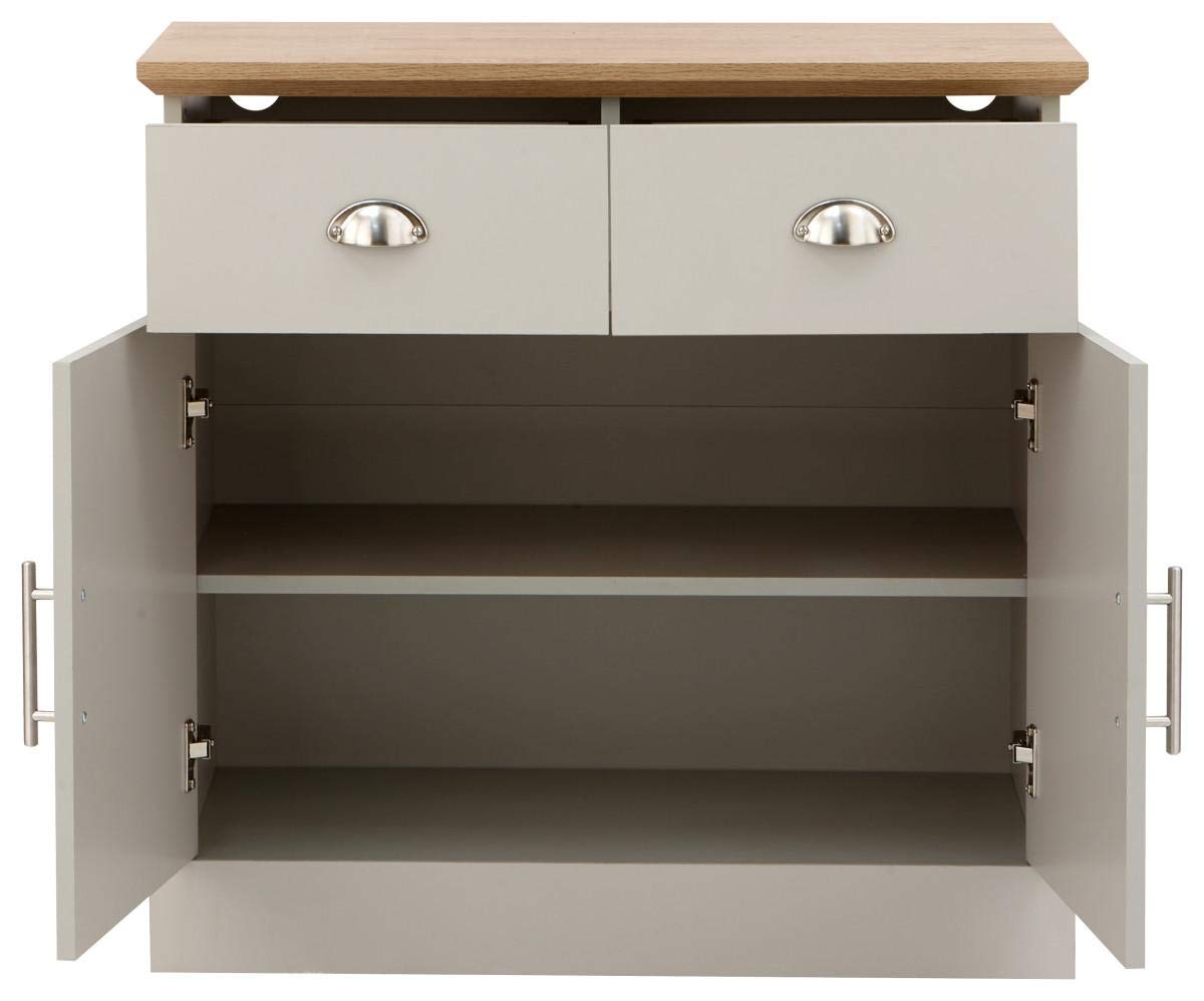 GFW Kendal Compact Sideboard Cabinet Unit With 2 Storage Drawers & Storage Cupboards Contemporary Wooden Sideboards For Living Room