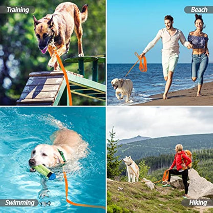 Training Lead for Dogs 15m/50ft Adjustable Long Line Dog Lead for Puppy Medium Large Dogs with Padded Handle & Storage Bag (Orange)