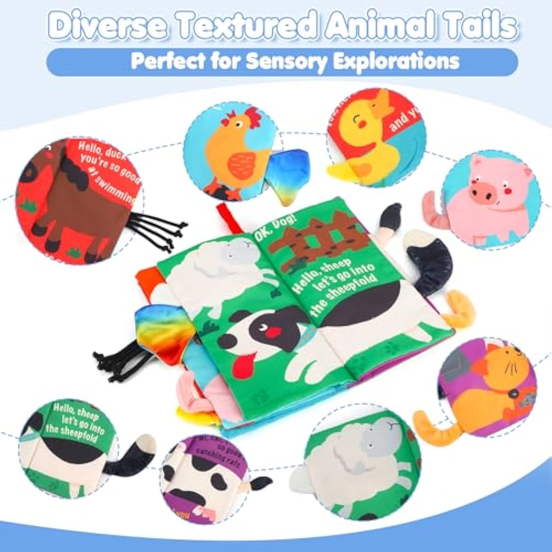 beiens Baby Books Toys, Sensory Books Touch and Feel Crinkle Cloth Books for Babies, Baby Essentials for Newborn, Car Seat Toys Gifts for 0 3 6 12 Months