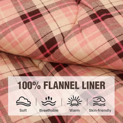 REDCAMP Cotton Flannel Sleeping Bags for Camping, 3-Season Warm and Comfortable Adult Sleeping Bag, Envelope with 2/3/4lbs Filling