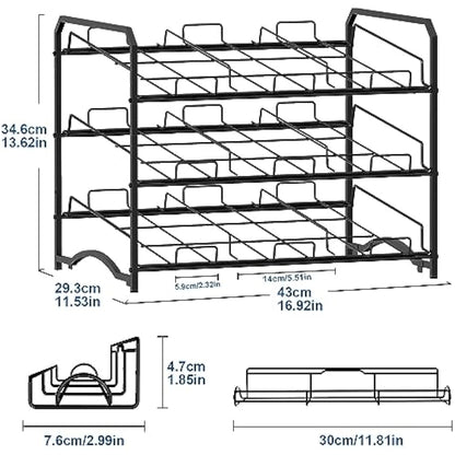 Mutool 3 Tier Can Rack, Stackable Kitchen Food Organizer/Holder for Counter-Top, Pantry Organizers and Storage, Black