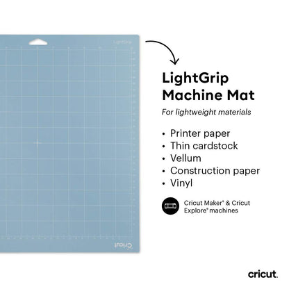 Cricut LightGrip Cutting Mats 12in x 12in, Reusable Cutting Mats for Crafts with Protective Film, Use with Printer Paper, Vellum, Light Cardstock &