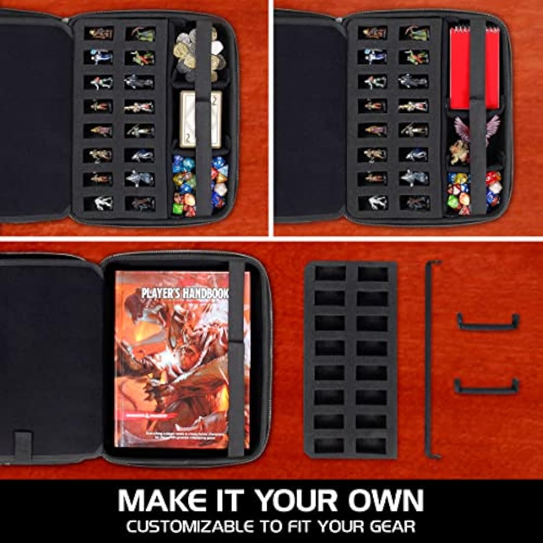 ENHANCE Collector's Edition RPG Organizer Case - DnD Binder with Built-in Character Sheet Holder and Erasable Scribe Panel, Dice Rolling Area, Removable Pen Pouch, Miniature Foam Tray (Dragon Green)