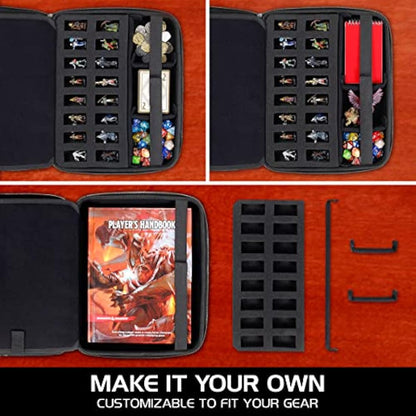ENHANCE Collector's Edition RPG Organizer Case - DnD Binder with Built-in Character Sheet Holder and Erasable Scribe Panel, Dice Rolling Area, Removable Pen Pouch, Miniature Foam Tray (Dragon Blue)