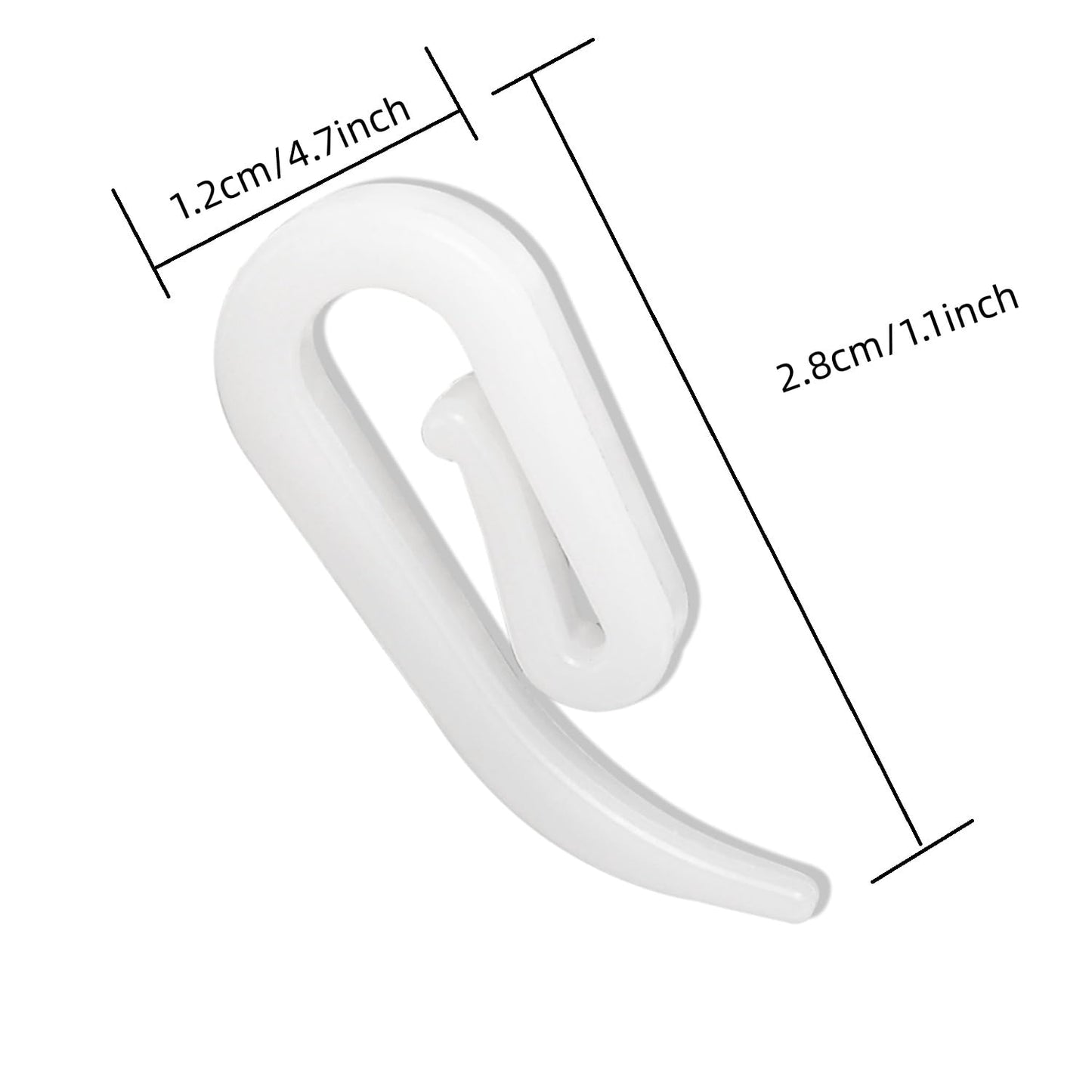 Plastic Curtain Hooks 50 Pieces for curtains (white,12x28mm)