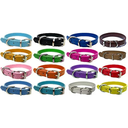 Vibrant Leather Dog Collar for Puppy, Cat, Kitten, Dogs - For Small, Medium, Large & Extra Large Pet Collars (Extra Large (45cm - 55cm Neck), Light Pink)