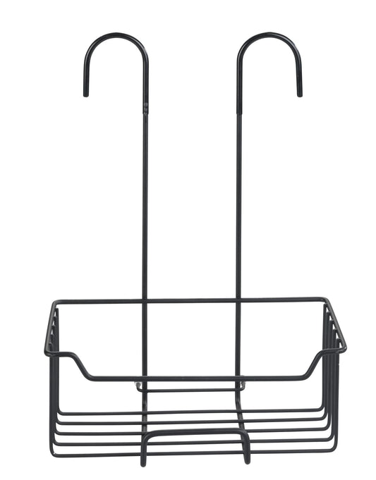 WENKO Milo Thermostatic Shower Caddy Black Matt Stainless Steel R Hanging Shower Shelf 36 x 14 x 25 cm