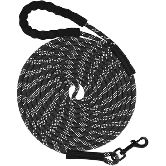 Taglory Training Lead for Dogs 20 m, Reflective Long Rope Lead with Soft Padded Handle for Small Medium Large Dogs, Black