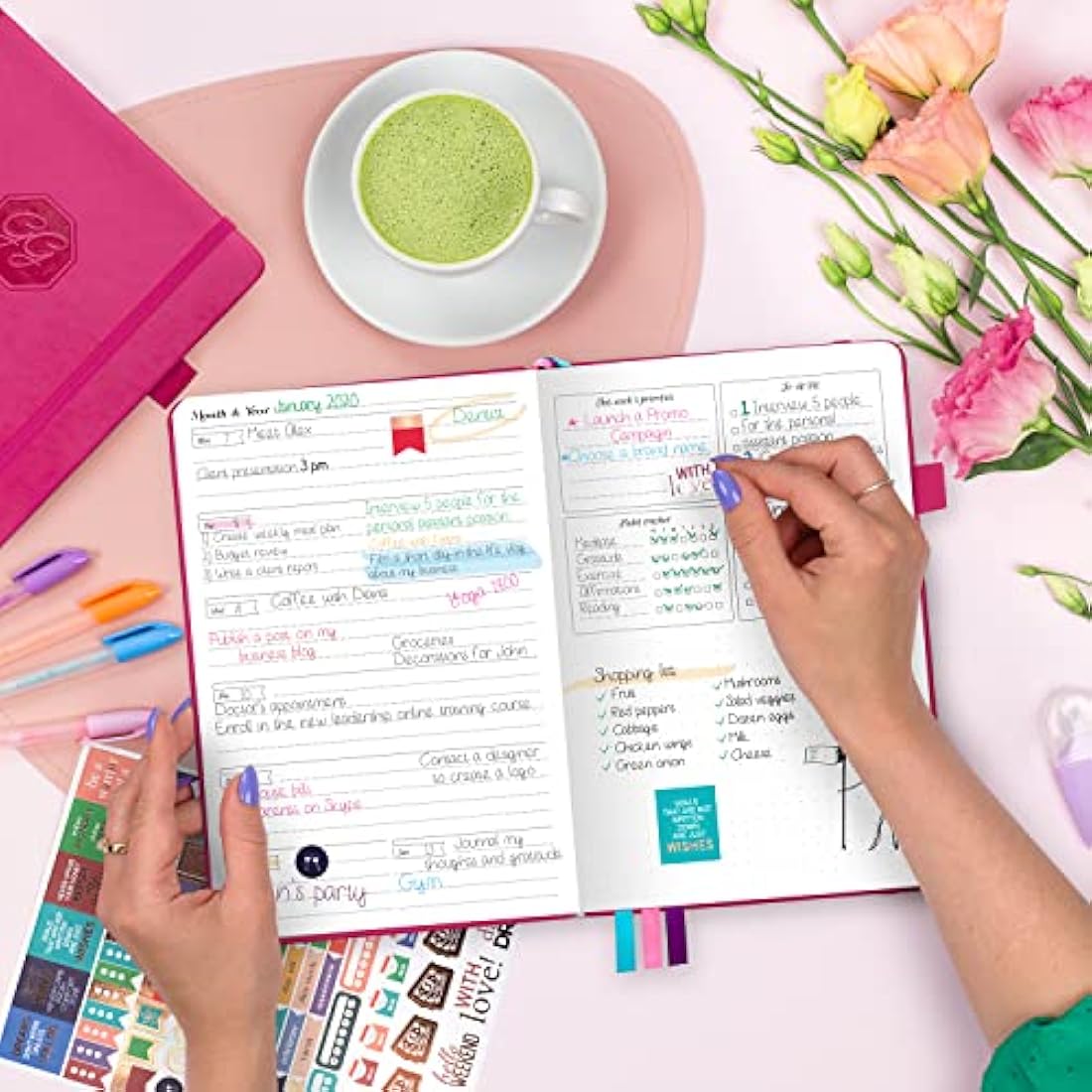 GoGirl Planner and Organizer for Women – A5 Weekly Agenda, Goals Journal to Improve Time Management & Productivity (Hot Pink)