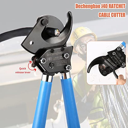 Ratchet Cutters, Dechengbao J40 Heavy Duty Wire Cutter for Aluminum Copper Cable up to 400mm², Ratchet Cable Cutters