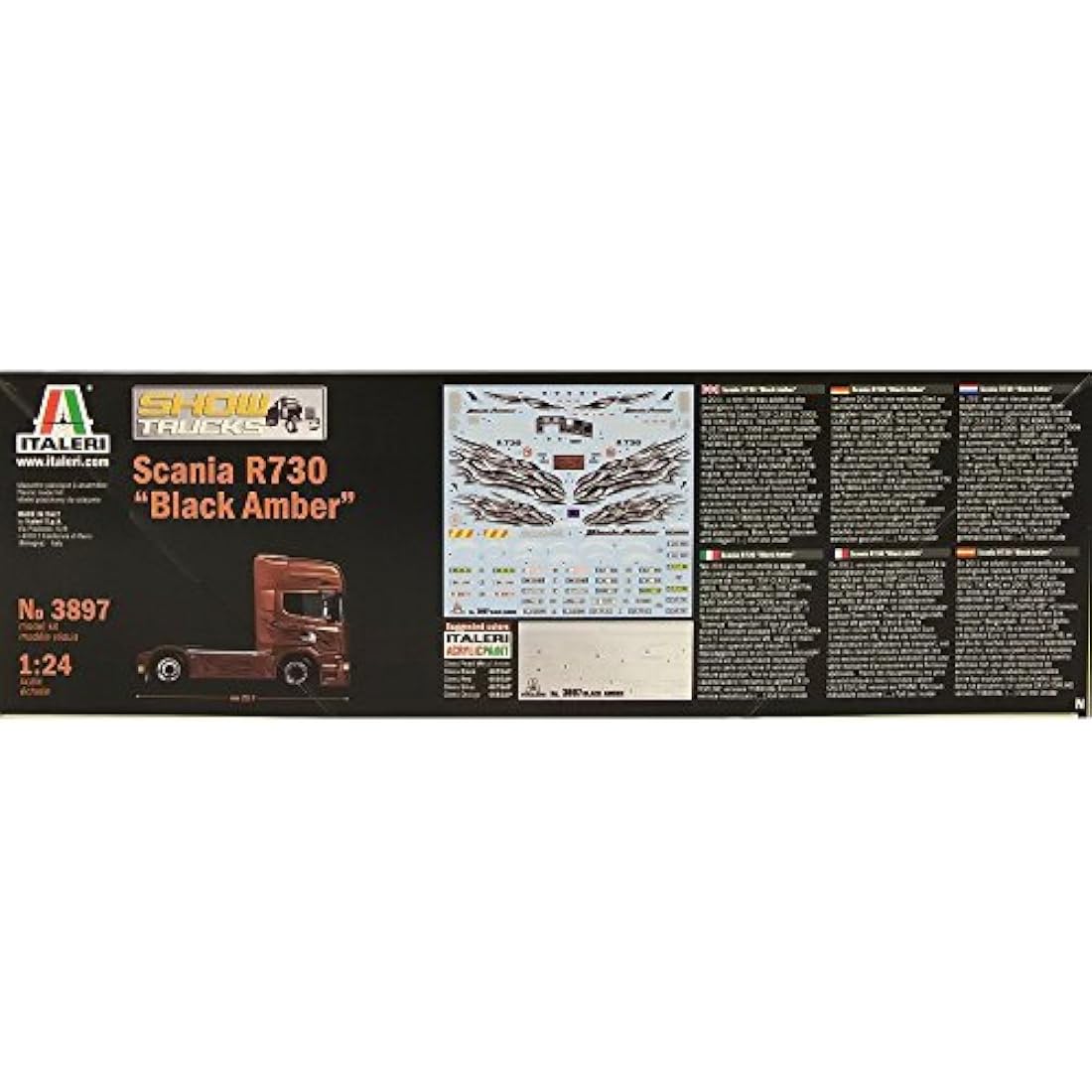 Italeri 510003897 1: 24 Scania R730 V8 Black Amber