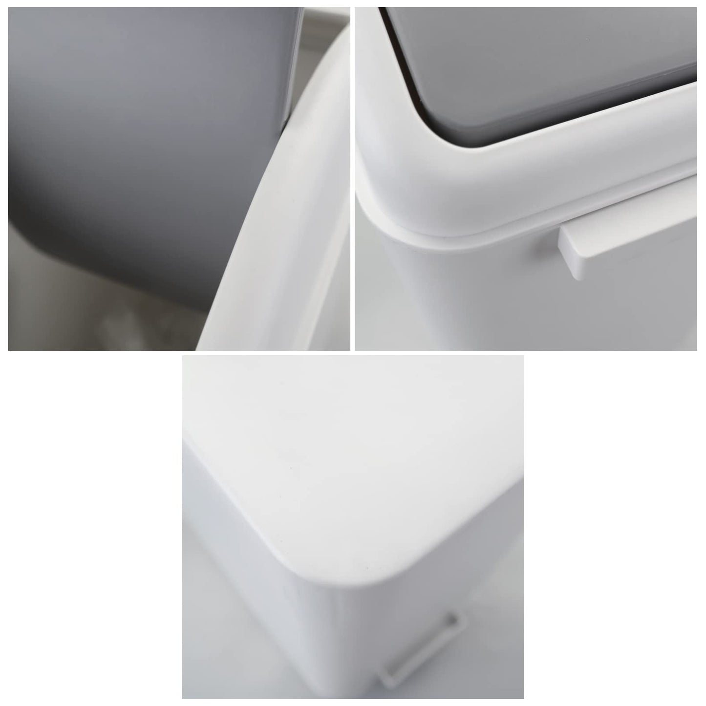 Annkky 15 L Small Bathroom Bins with 2 Rolls Bin Liners, Plastic Swing Dustbin with Lid (Light grey)
