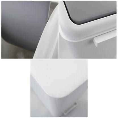 Annkky 15 L Small Bathroom Bins with 2 Rolls Bin Liners, Plastic Swing Dustbin with Lid Light grey