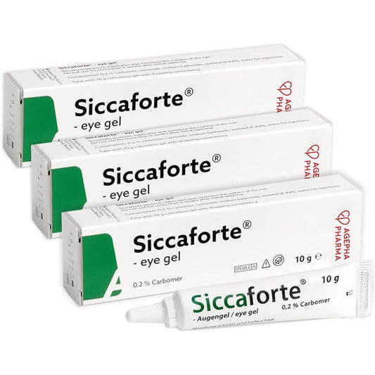 Siccaforte Eye Gel with Carbomer | Smooth, Moisturizing and Healing for Fresh Eyes | Soothing Irritated and Sore Eyes | Comfortable on Eyes for Day Time Use | Long Term Relief (3 x 10 g)