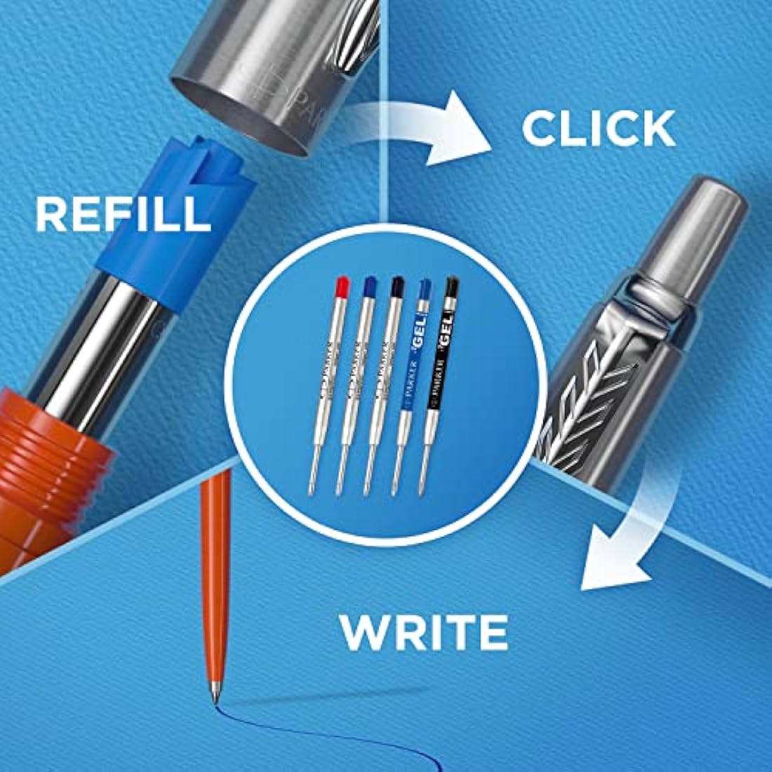 Parker Jotter Ballpoint Pen , Waterloo Blue , Medium Point Blue Ink