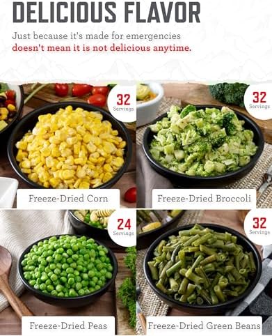 ReadyWise, 120 Servings, Vegetable Bucket, Freeze Dried, 20 Years Shelf Life, Emergency Food