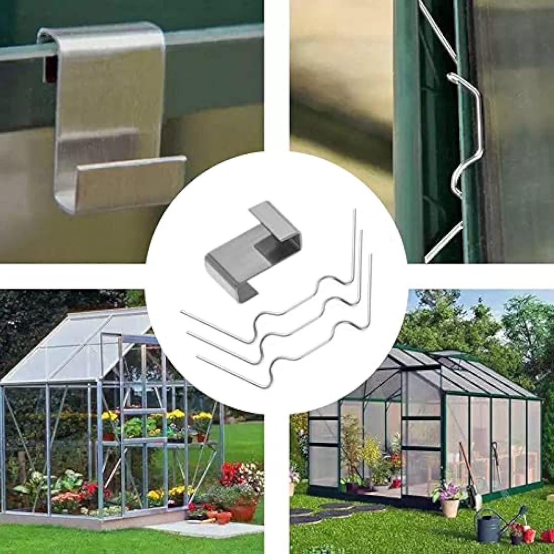 200pcs Greenhouse Glass Clips Stainless Steel Greenhouse Window Clips Glass Pane Fixings Clips,100x Greenhouse Glazing W Wire Clips and 100x Z Overlap Clips for Greenhouse Glass Replacement Accessorie