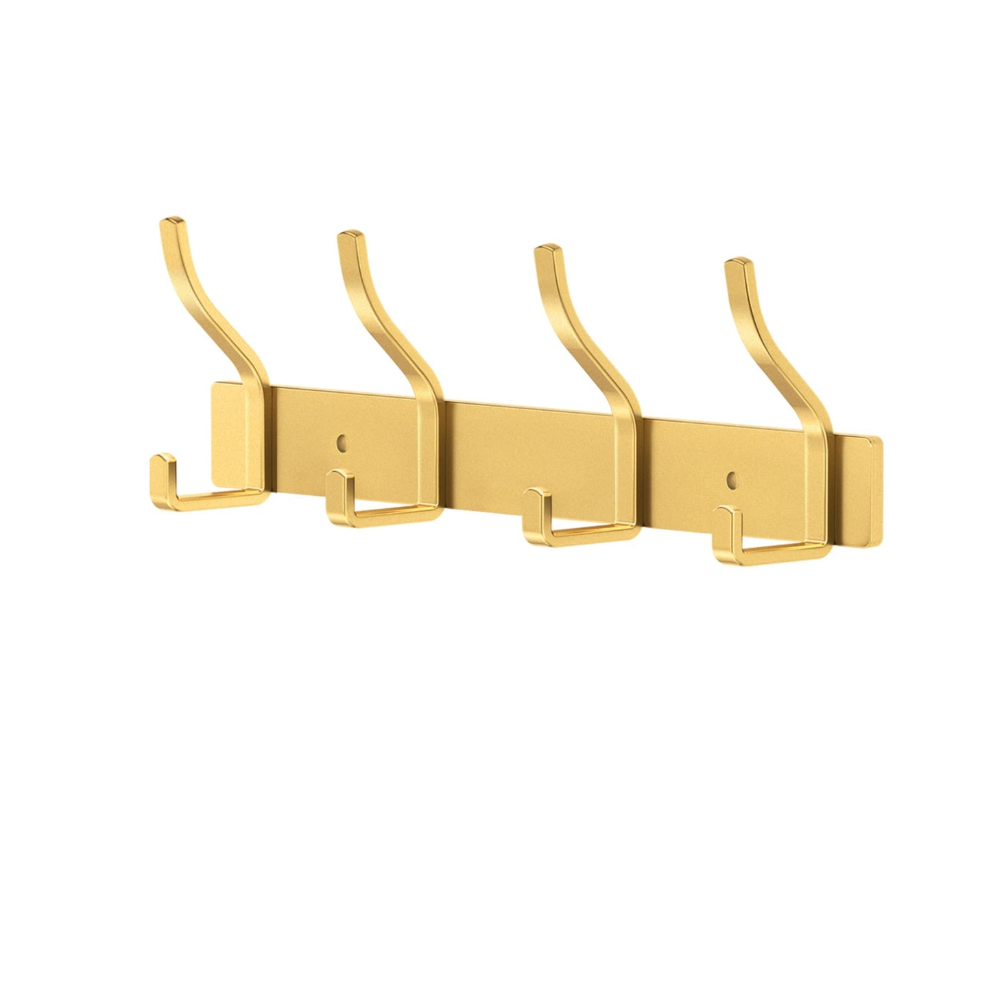 MEIJO Coat Hooks Wall Mounted Stainless Steel, Gold Coat Rack Wall Mounted with 4 Hooks Heavy Duty Coat Hooks for Door, Bathroom, Bedroom, Kitchen