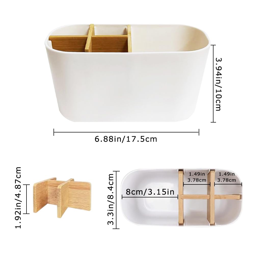 Bamboo Toothbrush Holder for Bathroom, Electric Toothbrush and Toothpaste Holder, Toothbrushs Caddy Organizer