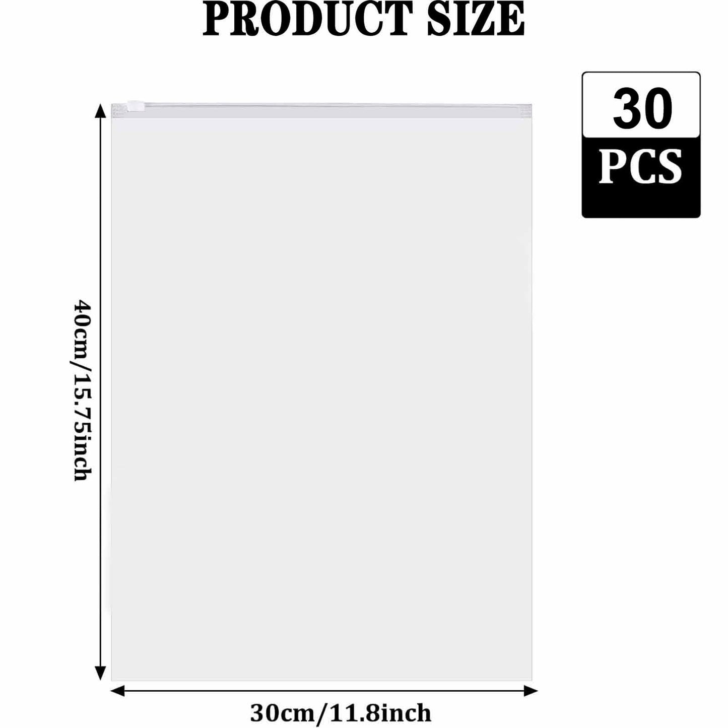 QISF 30 Pcs Reusable Ziplock Bags for Clothes,40x30cm Large Plastic Hospital Bags,Clear Seal Bag Waterproof Luggage Organiser for Clothes Garment