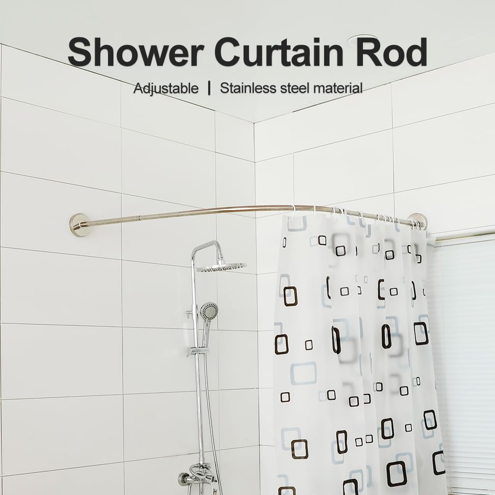Hershii Curved Shower Curtain Rod Adjustable (70-95 cm) x (70-95 cm)