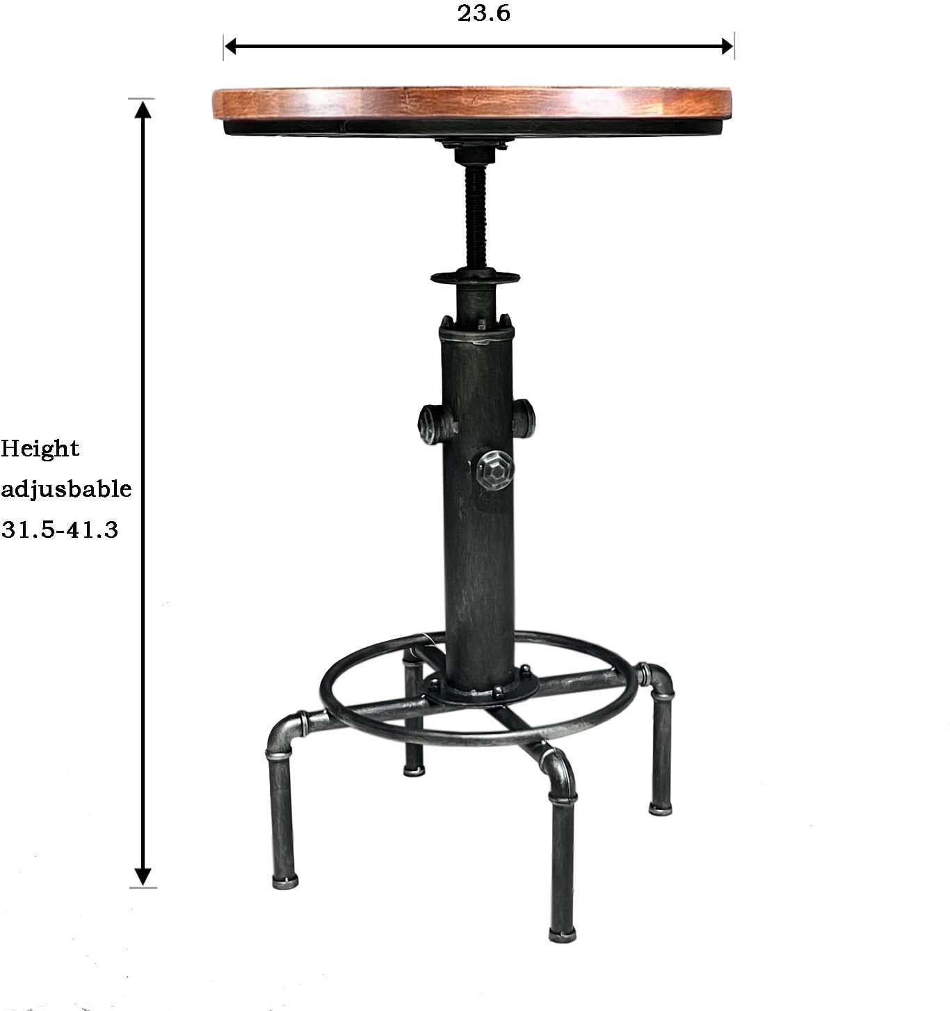 Topower Industrial Bar Table 31.5-41.3" Adjustable Pub Table Kitchen Dining Coffee Bistro Table Silver